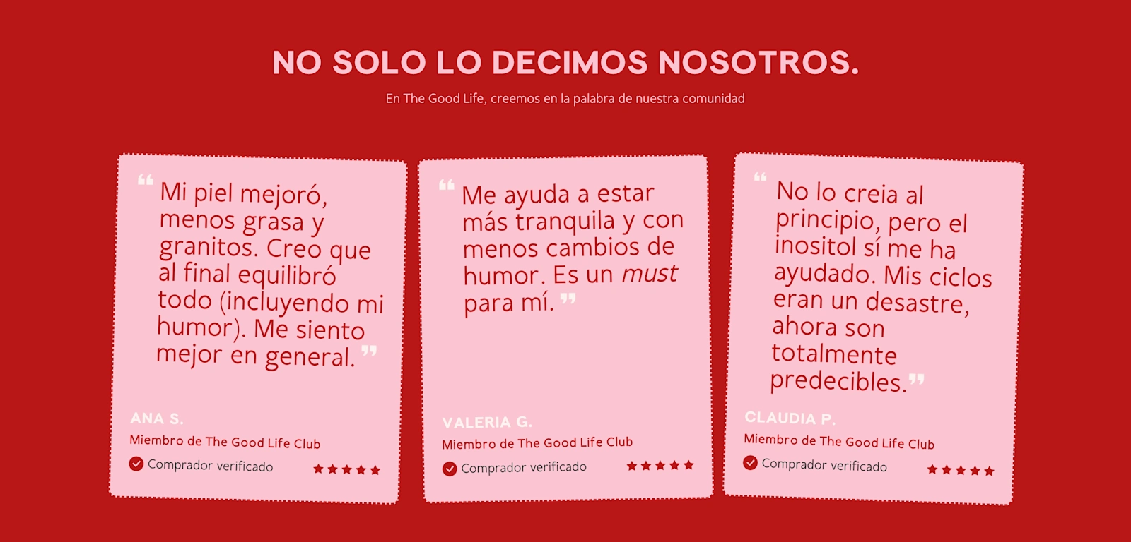 The Good Life PDP reviews section in Spanish