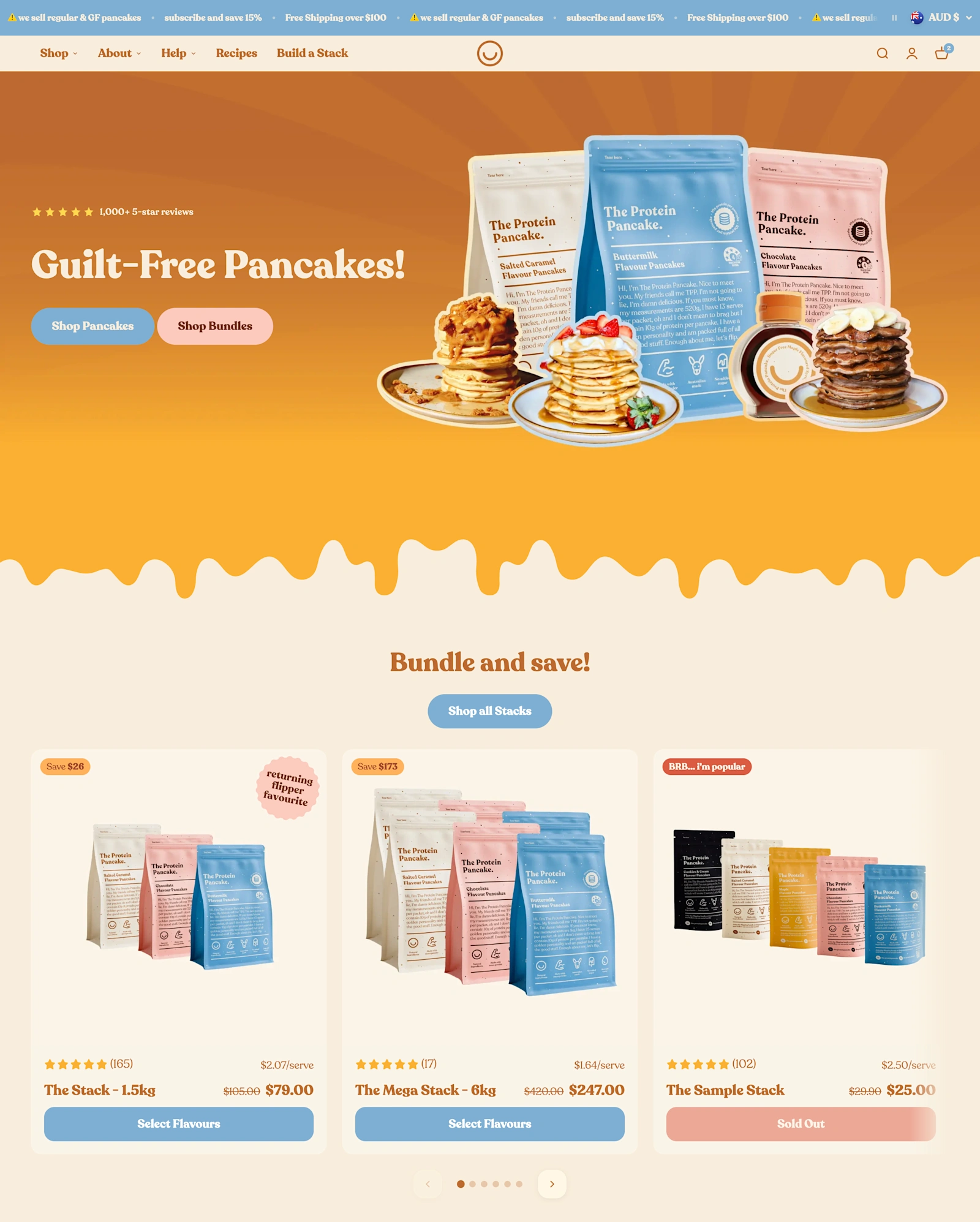 The Protein Pancake streamlined homepage