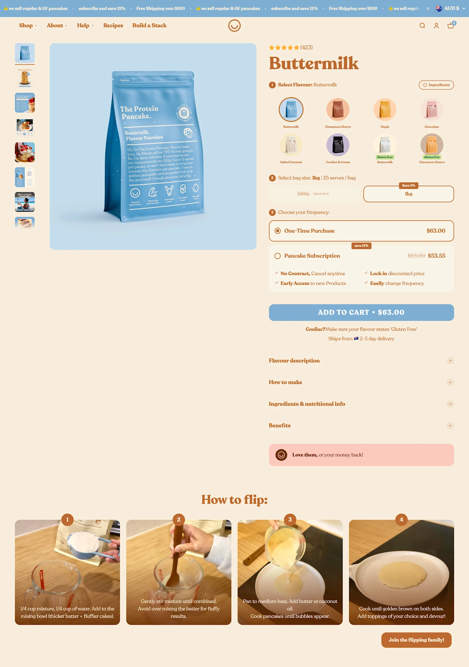 The Protein Pancake core product detail page