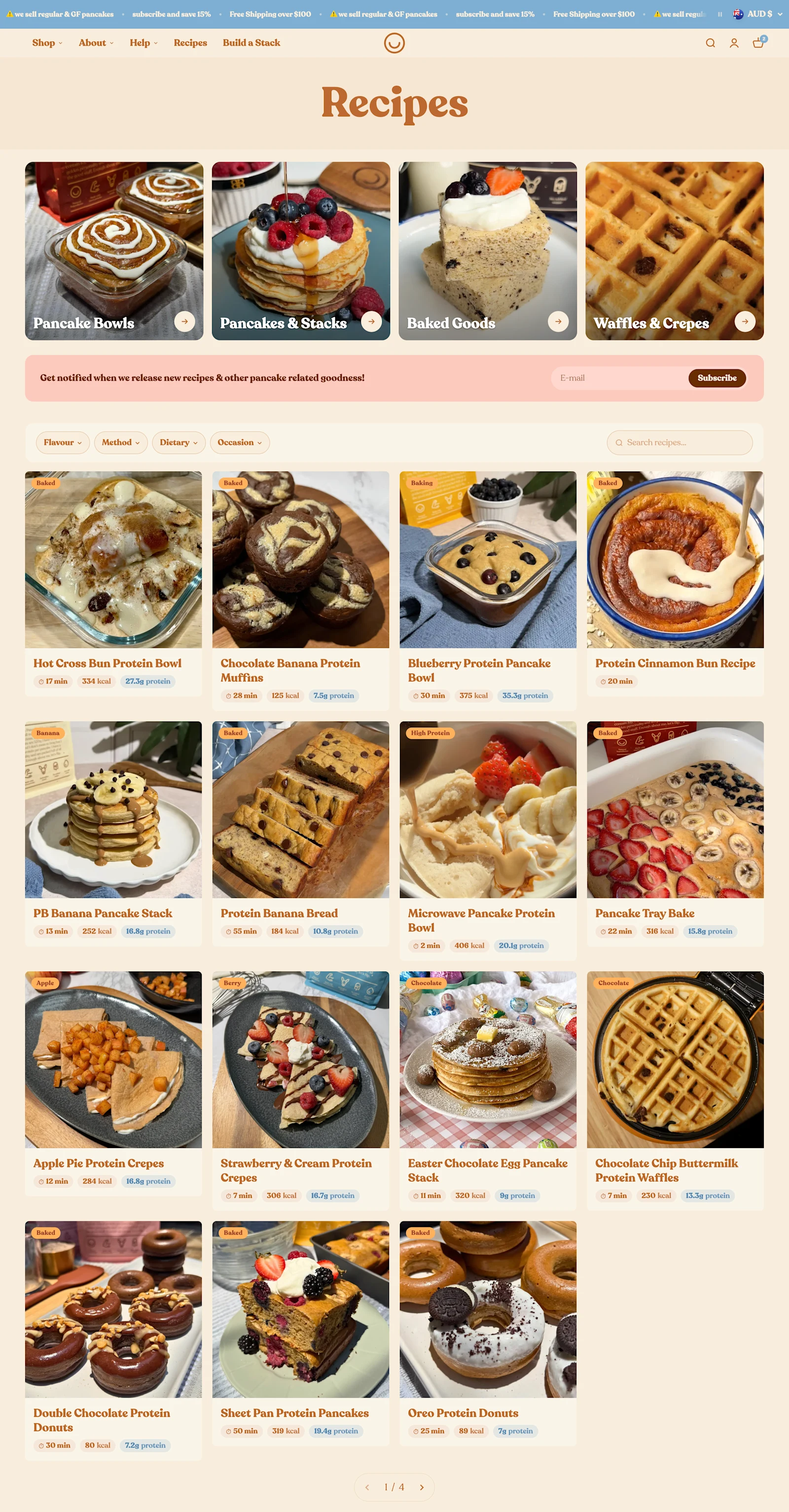 The Protein Pancake SEO-optimised recipes index